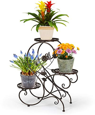 3 livelli Classic Plant stand supporto per piante vaso di fiori, espositore in metallo con design moderno S, Bronzo