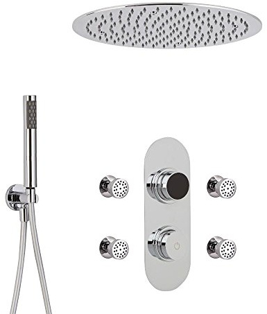 MILANO Digital Thermostatic Mixer Valve 400mm Shower Head Handset Body Jets