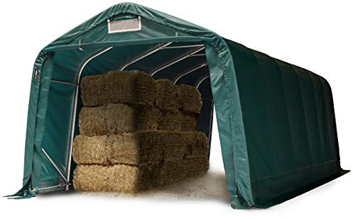 Robust pasture shelter 3.3x7.2m waterproof PVC tarpaulin 800N Storage tent, for concrete, green