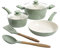 Gibson Home Plaze Café' - Set di 7 pentole in ceramica antiaderente in alluminio forgiato, con base a induzione e manico in bachelite Soft Touch, colore: verde menta