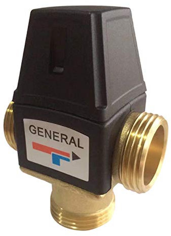 Senmubery 1 Pièce SéRies 3 Way DN25 Laiton Fileté à L'ExtéRieur Mitigeur Thermostatique Vanne Thermostatique pour Chauffe-Eau Solaire