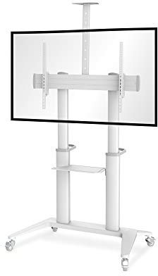 conecto TV Ständer Standfuß rollbar 70-120 Zoll für viele Fernseher/Monitore I Mit Rollen höhenverstellbar/schwenkbar I Modell LM-FS03NW