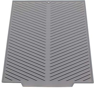 Silicone Draining Mat, 20x16 Eco Friendly Dish Drying Mat Anti-Skid and Heat Insulation Pad, Sink Drainer Mat with Dense Drainage Grooves (51x41cm)