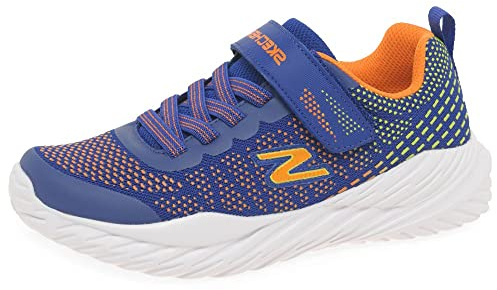 Skechers Jungen Nitro Sprint Karvo Sneaker, Blue Textile Orange Lime Trim, 34 EU