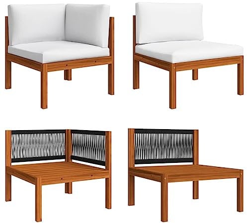 vidaXL Akazienholz Massiv Gartenmöbel 2-TLG. mit Auflagen Sofa Lounge Sitzgruppe Gartensofa Mittelsofa Ecksofa Gartenset Garten Garnitur