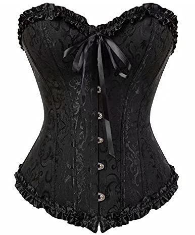 MUMZUGI Corsetto Donna Bustino Pizzo Corsetti Modellante Satin Waist Trainer Matrimonio Festa, Nero L