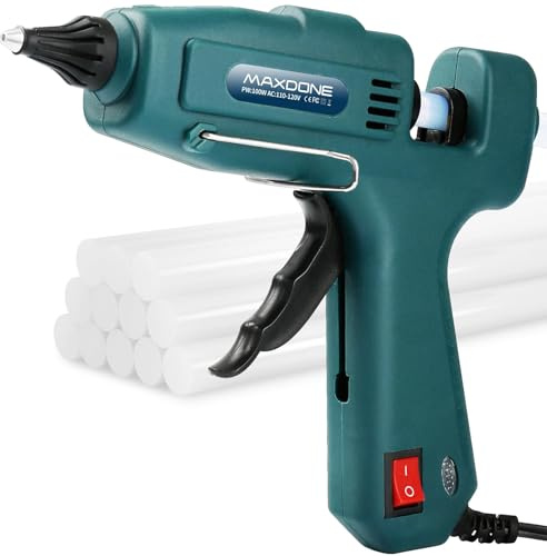 Fireproof 100W Hot Glue Gun Kit Glue Gun - MAXDONE Craft Glue Gun Full Size (Not Mini) Glue Guns Heavy Duty Hot Glue Gun with 12pcs Glue Sticks(0.43'' x 8) 100w for DIY Art