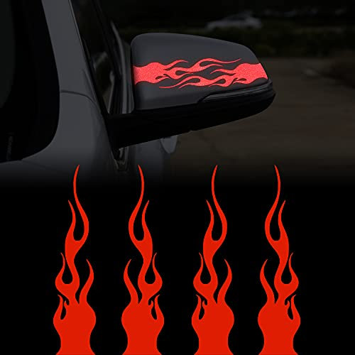 TOMALL 4 Stück 15 cm Reflektierende Aufkleber Auto Vinyl Racing Racing Flamme Streifen Aufkleber Golfwagen ATV Motorrad Fahrrad Skateboard Laptop DIY Dekoration (Rot)