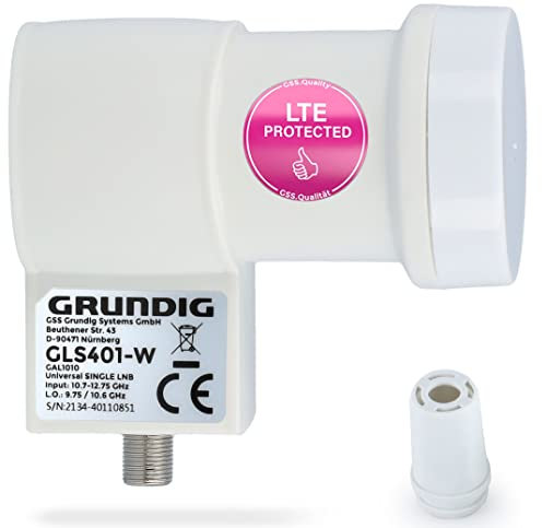 [Test SEHR GUT *] GSS Single LNB Weiss mit LTE Filter für digital Satschüssel - für 1 Teilnehmer, Receiver & TV - 1fach 1-Fach - Sat, Satelliten, Full HD, 4K, Wetterschutz, kälte & hitzebeständig