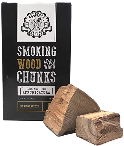 BBQ CHUNK MESQUITE Leña para ahumar Hardcore Barbacoa - Piezas de madera para ahumar - Aproximadamente 1,5 kg