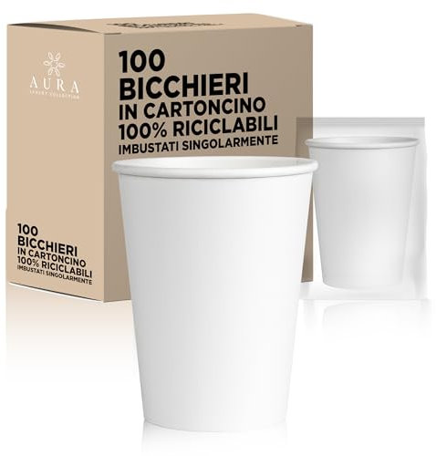 Gobelets en carton emballés individuellement jetables blancs recyclables pour hôtels et b&b 210 ml (100)