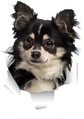 OGJFLT Auto Sticker Autoaufkleber Lustig Dog 2Pcs 15Cm Persönlichkeit Auto Aufkleber Niedlich 3D Zerrissenes Metall Chihuahua Hund Vinyl Wasserdicht Autofenster Zubehör Reflektierendes PVC