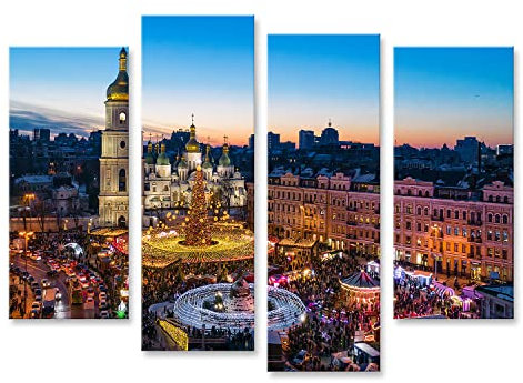 islandburner Bild auf Leinwand Schöne Aussicht Weihnachten Sophia Platz Kyiw Ukraine Haupt Kyiw Neujahr Baum Sa Bilder Wandbilder Poster