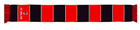 AC Milan Offizieller Schal, gestreiftes Grafik mit gesticktem Logo, Schlauchverarbeitung, Acryl, Rot, Schwarz, Einheitsgröße