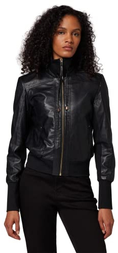 Cara – Damen Lederjacke (Slim Fit) mit Strickkragen – echtes Lamm Leder