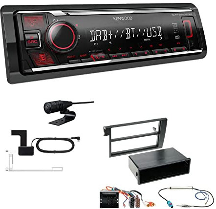 Kenwood KMM-BT408DAB 1-DIN Digital Media Receiver Autoradio DAB+ Bluetooth USB Einbauset kompatibel mit Audi A4 2002-2009 schwarz nur für Bose