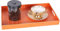 Zosenley Dekoratives Tablett, Marmorierung Kunststoff Tablett mit Griffen, Rechteckiges Waschtischtablett und Serviertablett für Badezimmer, Küche, 39.6x25.9 cm (Rechteckig, Unglattes Orange)
