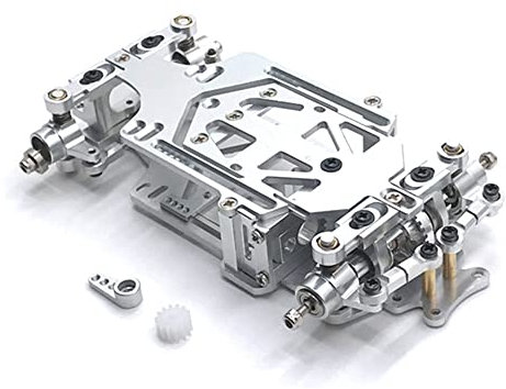 Iegefirm RC01 1/28 Scale RWD RC Drift Autod Radstand Einstellbarer Metall Chassis Rahmen KIT für K969 K989 284131 Mini-Q,Silber