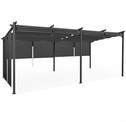 IDMarket - Pergola édition spéciale Toit rétractable 3x6 M et 6 Stores Gris Anthracite