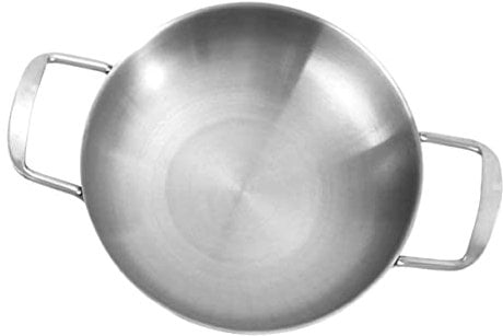 SHERCHPRY Mini Stainless Steel Seafood Pan with Dual Loop Handles Polished Silver Fry Pan for Home Canteen Outdoor Cooking Dishwasher Safe for Seafood Dishes
