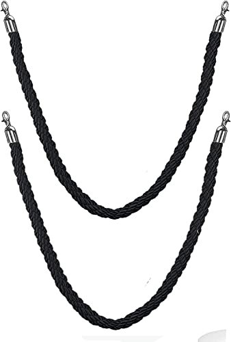 HPJDJXB Kordel Seil-Sicherheitsbarriere, 2 Stück Schwarze Rungenseile, langlebiges Seil zur Massenkontrolle, Warteschlangenlinie, for Bars/Theater/Hotels/Konzertstätten (Color : 3.5M/11.4Ft)