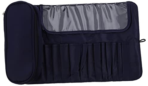 Pochette Cosmétique Multifonction Pliable en Polyester Bleu | Rangement pour Pinceaux, Surface Matelassée, Capacité Suffisante, Protège Vos Outils Professionnels, Design Simple