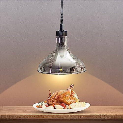 Lampe Chauffe Plat Cuisine, Lampe Chauffante Restaurant avec Ampoule 250W, Télescopique Lampe Infrarouge pour Cuisine Restaurant Buffet, Couleur Inox(Color:29cm)