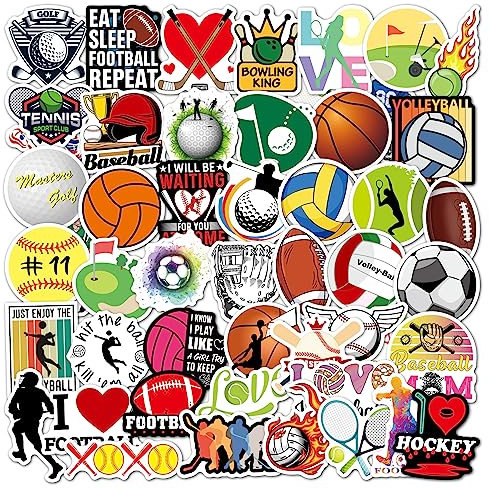 TWSTYFAL 50 Pcs Stickers for Ball, Colorful Aesthetic VSCO Vinyl/PVC Waterproof Decals for Water Bottle, Hydroflask, Guitar, Luggage, Phone, Case, Laptop, Skateboard.