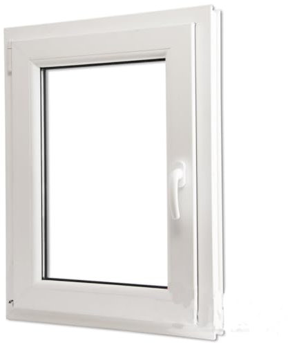 Finestra in PVC Bianco 70X140 cm Complemento d’Arredo Moderno con Doppio Vetro Camera da 24mm Infissi in PVC 5 Camere e Vetri Antinfortunistici F70x140 (Maniglia a sinistra)