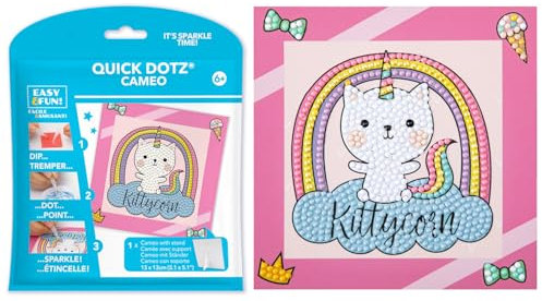 DIAMOND DOTZ Kittycorn - Kits de pintura de diamantes para niños, kit de arte de diamantes, un kit de manualidades creativo relajante con gemas de puntos de 5.1 x 5.1 pulgadas
