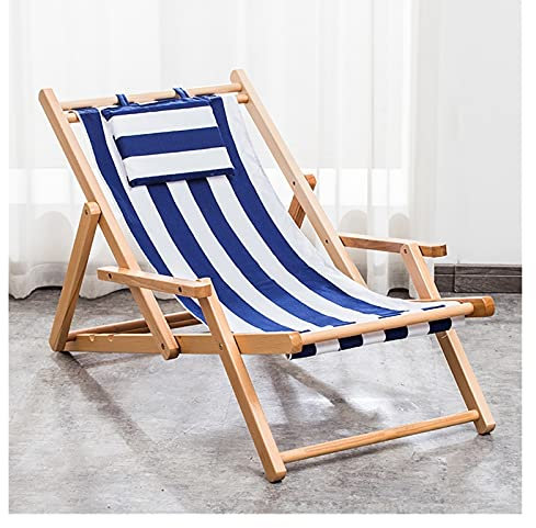 WEBOL Garten-Klappstuhl für den Außenbereich, klappbarer Sling-Stuhl aus Bambus-Leinwand, Camping-Relax-Garten-Pool-Strand-Lounge im Freien, Liegestuhl aus Holz, Gartenliege mit Armlehnen Warm Life