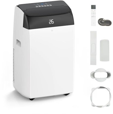 Portable Air Conditioner 12000BTU,4 In1 Air Conditioning Unit,Dehumidifier 45L/Day,Heating,Cooler,Fan with 3 Speeds,Digital Display&Remote Control,24 Hours Timer for Room Office Kitchen,Low Noise