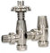 Traditional Thermostatic Radiator Valves Silver Nickel TRV Set inc Lockshield Valve Bentley Gothic for Column Radiators