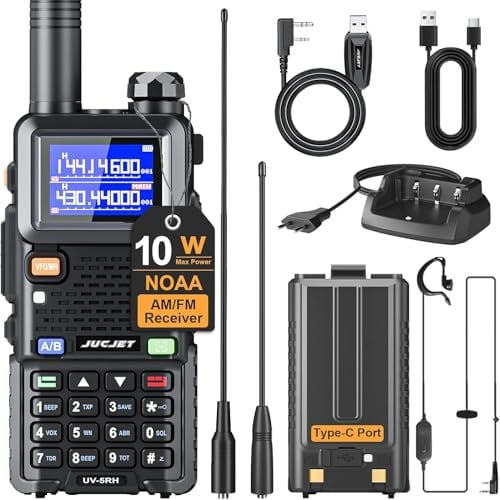 JUCJET UV-5RH Walkie Talkies Neuartiges Hochleistungs, Reichweite mit 2500mAh Akku, 999 Kanäle, High-Gain-Antenne, Taschenlampe, USB-Ladestation, für Abenteuer, Outdoor, Camping, Familie(1 Stück)