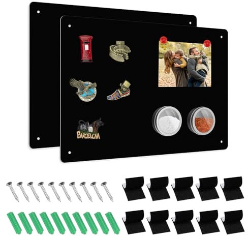 Pechor Magnetic Board for Wall 2 Pack, 43x30 cm Metal Magnets Board for Fridge Magnets, Magnetic Stickers, Photos, Spice Jars, Suits for Kitchen Home Office Wall, Cabinet Easy Hanging