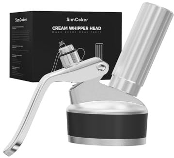 SimCoker Aluminium Sahnesäulenaufsatz, Ersatzteil Kopf für Sahnezubereiter,Sahnesäulenaufsatz mit Dekoriereinsatz, Deckel und Ladegeräthalter, Ersatzteile passend für die meisten Sahnespender