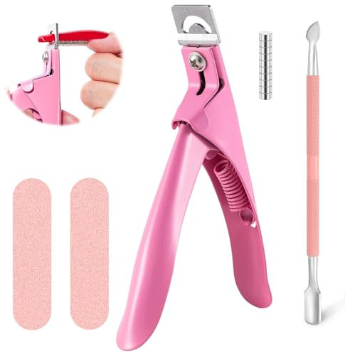 Nail Clippers Tip Cutters for Acrylic False Fake Gel,Professional Nail Art Manicure Tool with 10 Pcs Magnets,2 Pcs Rubbing Strips and 1 Pcs Steel Cone