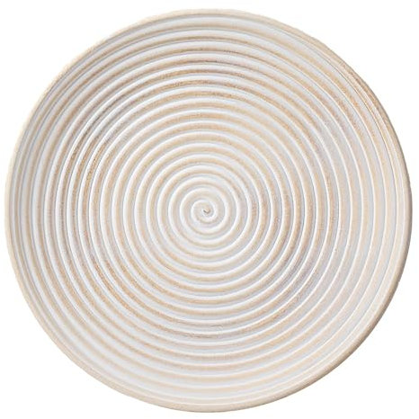 Dekoteller 35cm Holz mit Spiral Muster - festliche Platzteller für verschiedene Anlässe - Tischdeko Unterteller für Hochzeit Jubiläum Weihnachten - Weihnachtsteller Weihnachtsdeko - Natur Weiß