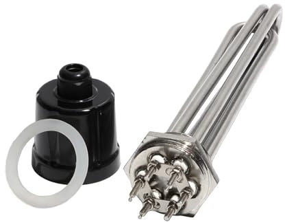 AUPERS 1 1/2 BSP/DN40 All 304SUS Immersion Water Heater 220V/380V 3KW/4.5KW/6KW/9KW/12KW Electrical Heating Pipe Element Reality(380V,3KW 190mm 304SUS)