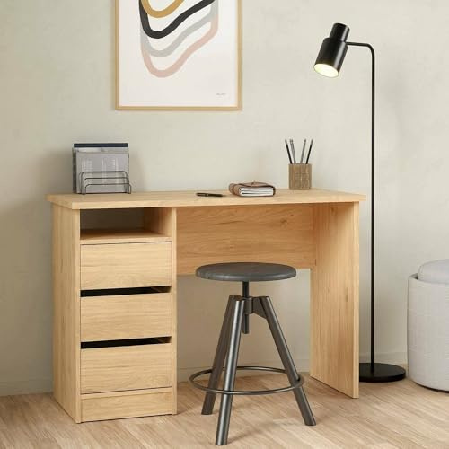 Dmora - Schreibtisch Minette, Mehrzweckschreibtisch, Bürotisch für PC, Eckschreibtisch, 110x49 h76 cm, Eiche