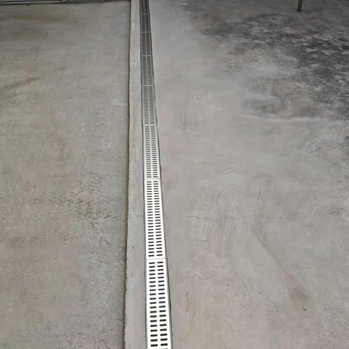 EntwäSserungsrinne Entwässerungsgraben mit Abflussgitter aus Edelstahl, Rinnenabfluss für Einfahrten, Fahrbahnen, Gehwege, Regenabflusskanalabdeckung aus Harzmaterial(1 pc,60x10x10cm(23 5/8 x 4 x 4))