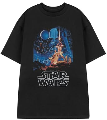 Star Wars Mens Black Short Sleeved T-Shirt | Classic Sci-Fi Graphic Tee | Retro Darth Vader, Luke Skywalker & Yoda Print Apparel for Men | Movie Merchandise Gift