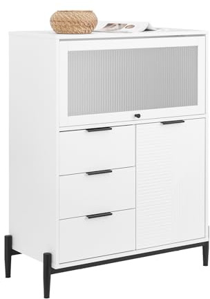 SoBuy Sideboard Küchenschrank Kommode Flurschrank Buffet Küchekommode Aufbewahrungsschrank Weiß BHT ca. 86x108x40cm FSB94-W