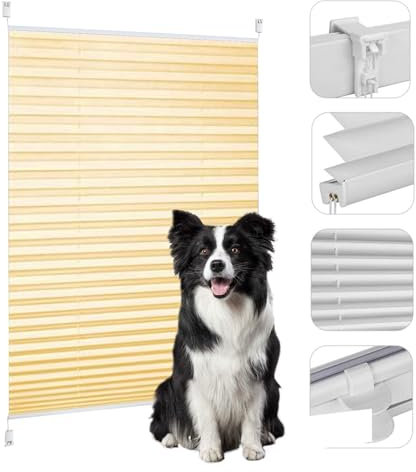 Plissee Ohne Bohren Verdunkelung 60 x 110 cm Verdunklungsplissee Uv-Schutz Plisseerollo Faltrollo Inkl. Aller Montage-Teile für Fenster Und Tür, Creme Farben