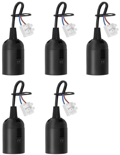 5 Stück Lampenfassung E27 mit Kabel, E27 Ersatzfassung, Renovierfassung, Baufassung 4A 250V Ersatzfassung für Bauarbeiten Wohnzimmer Küche Schlafzimmer Glühbirnen Fassung
