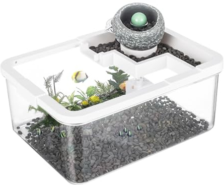Small Fish Tank - Coffee Table Decoration with Aquarium - Old Ponds with USB Pump & Lighting for Aquaponics, Jellyfish, Office, Library, Bedroom