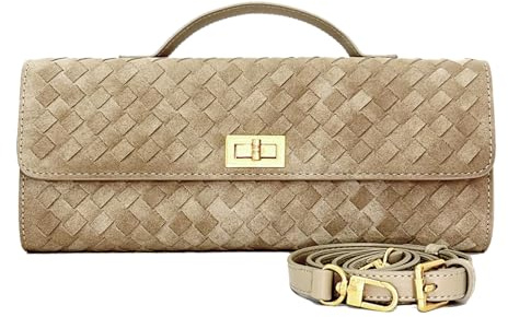 Woven Suede Clutch Purse for Women – Crossbody or Shoulder Evening Bag for Weddings, Parties, Date Nights & Formal Events