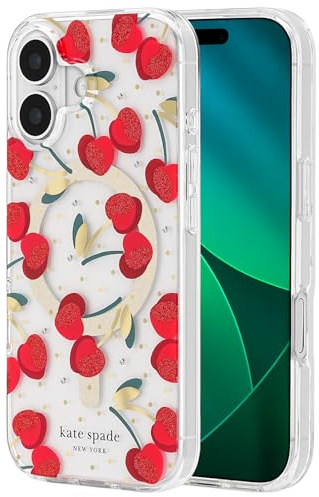 Kate Spade New York iPhone 17 Case - Compatible with MagSafe - Designer Phone Case - Cherry Dot Gems