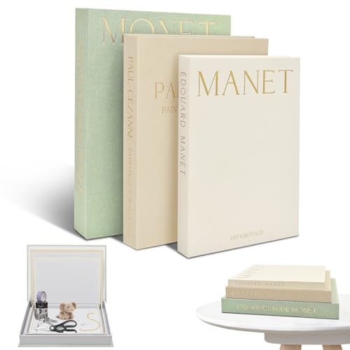 Yiomxhi 3 Stück Deko Bücher für Heimdekor, Dekorative Buch Aufbewahrungsbox mit Magnetverschluss, Stapelbare Leinen Buchbox Gefälschte Dekobücher Buchattrappe für Couchtisch Regale Büro (Grün)