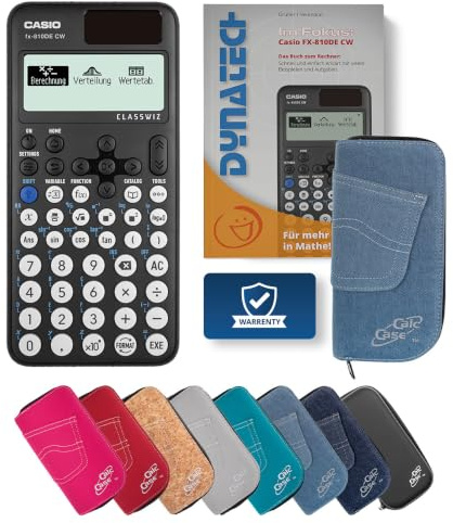 Casio FX 810DE CW Schulrechner mit CalcCase Schutztasche & Fachbuch, Wissenschaftlicher Taschenrechner – ideal für Schule, Studium & Prüfung - Classic Set